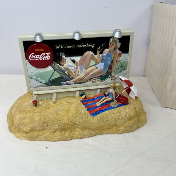 Coca-Cola Beach Billboard Ad Light-Up Musical Bank 1940s Image VTG 1990s New - Picture 1 of 7